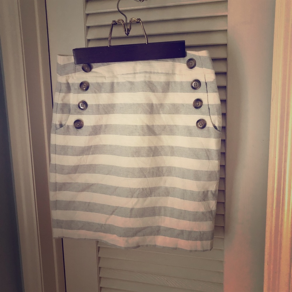 LOFT petite sailor stripe pencil skirt 4 blue